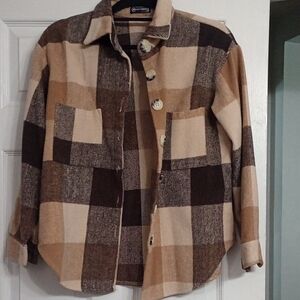 Plaid Button Down Shirt - Brown and Tan